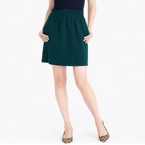 J. Crew Pull-On Elastic Waist Lined Mini City Skirt Green Pockets Size 0